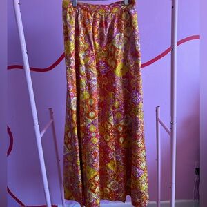 Vibrant Floral Maxi Skirt in Yellow and Pink